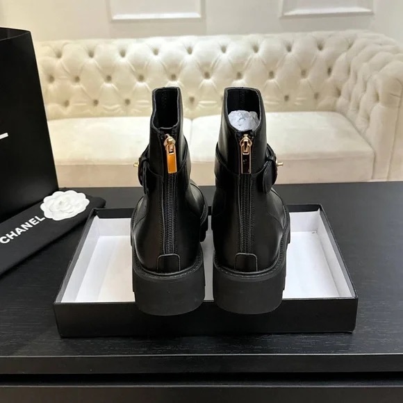 CHANEL Black Leather Boots with Logo - Picture 8 of 8